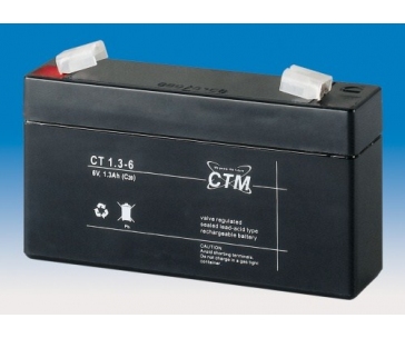 Baterie - CTM CT 6-1,3 (6V/1,3Ah - Faston 187), životnost 5let