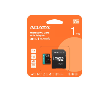 ADATA MicroSDXC karta 1TB Premier Pro UHS-I V30S (R:100/W:80 MB/s) + SD adaptér