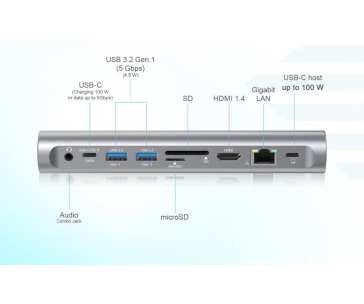 i-tec chladicí kovová podložka (až do 15.6”) s USB-C Dokovací stanicí (Pow.Del.100W)