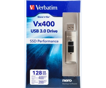 VERBATIM Flash Drive 128GB Store 'n' Go, SSD Vx400, USB 3.0, stříbrná