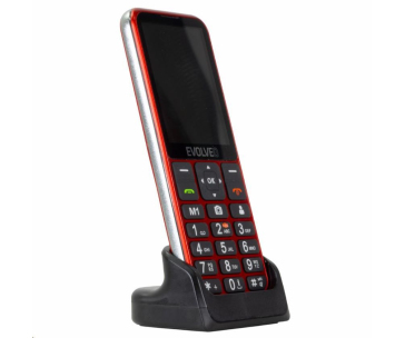 EVOLVEO EasyPhone LT, mobilní telefon pro seniory s nabíjecím stojánkem, červená