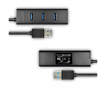 AXAGON HUE-S2BL, 4x USB 3.0 CHARGING hub, micro USB nap. konektor, kabel USB-A 1.2m