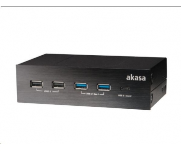 AKASA HUB USB InterConnect GX, 2x USB 3.1, 2x USB 2.0, USB-C, 5.25" přední panel, interní