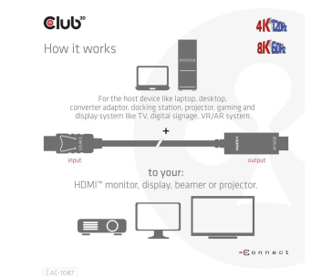 Club3D kabel DP 1.4 na HDMI, 4K120Hz nebo 8K60Hz HDR10, M/M, 3m