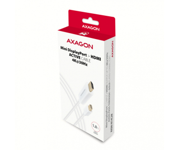 AXAGON RVDM-HI14C2W, Mini DisplayPort > HDMI 1.4 redukce / kabel 1.8 m, 4K/30Hz, bílý