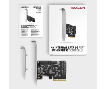 AXAGON PCES-SA4X4, PCIe řadič - 4x interní SATA 6G port, ASM1164, SP & LP