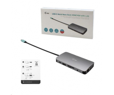 i-tec USB-C Metal Nano Dock HDMI/VGA with LAN + Power Delivery 100 W