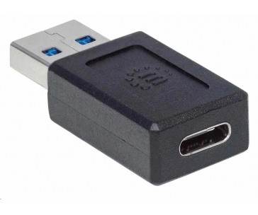 Manhattan USB adaptér, USB 3.1 Gen 2, USB-A Male na USB-C Female, 10 Gbps, černá