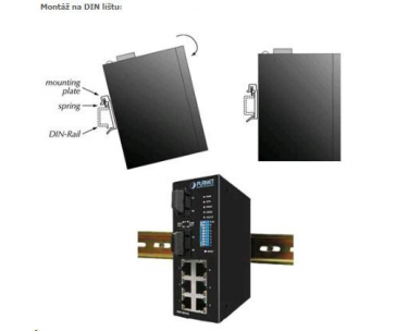 Planet switch IGS-801T, průmysl.verze 8x10/100/1000, DIN, IP30, -40 až 75°C, 12-48V