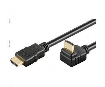 PremiumCord HDMI High Speed+Ethernet kabel, zlacený zahnutý konektor 270° 1m