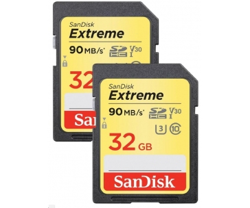 SanDisk SDHC karta 32GB Extreme (90MB/s V30 UHS-I U3) 2-pack