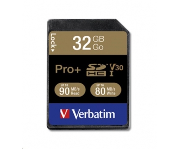 VERBATIM SDHC karta 32GB PRO+ Class 10, UHS-1 (R:90/W:80 MB/s)