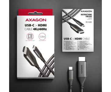 AXAGON RVC-HI2MC, USB-C -> HDMI 2.0a redukce / kabel 1.8m, 4K/60Hz HDR10