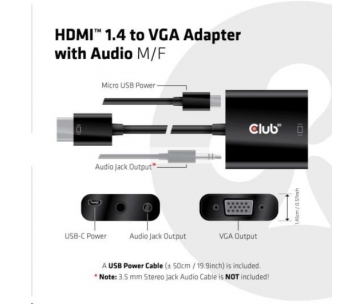 Club3D Adaptér HDMI 1.4 na VGA (M/F), Active with audio
