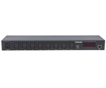 Intellinet rozvodný panel PDU, 8x C13 zásuvka, rack 1U, odpojitelný kabel 16A, monitoring