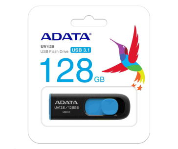 ADATA Flash Disk 256GB UV128, USB 3.1 Dash Drive (R:90/W:40 MB/s) černá/modrá