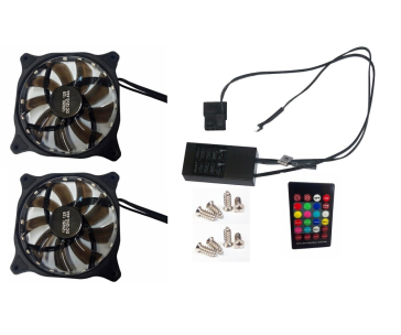 EUROCASE ventilátor RGB 120mm (spot Led), set 2ks + controller