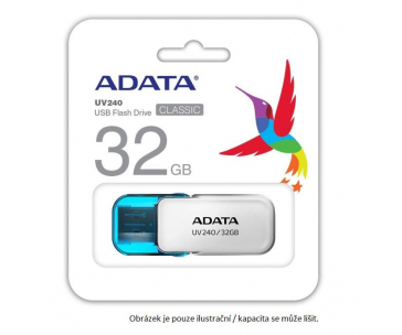 ADATA Flash Disk 16GB UV240, USB 2.0 Dash Drive, bílá