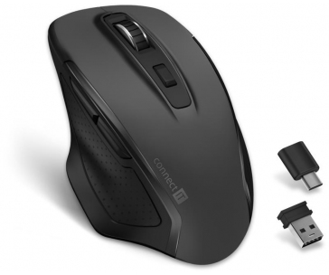 CONNECT IT Dual SmartSwitch bezdrátová myš, USB-A + C (+1x AA baterie zdarma), šedá