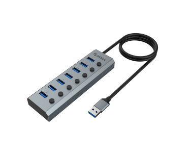 AKASA Hub 7 v 1, USB-A 3.2 Gen 1, šedá