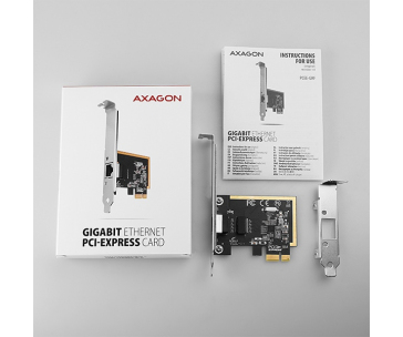 AXAGON PCEE-GRF, PCIe síťová karta - 1x Gigabit Ethernet port (RJ-45), Realtek 8111F, vč. LP