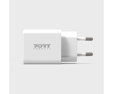 PORT síťová nabíječka Combo, USB-C + USB-A 20W, PD, bílá