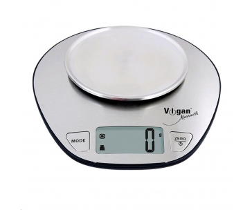 VIGAN KVX1 kuchyňská váha, do 5 kg, velký LCD displej, tenzometrický senzor, nerez