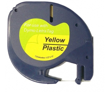 Xerox kompatibilní páska s DYMO 59423, 12mm x 4m, černý tisk / žlutý podklad, LetraTag, plastová - ALLPRINT