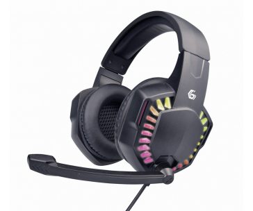 GEMBIRD sluchátka s mikrofonem GHS-06, herní, černá s RGB LED podsvícením