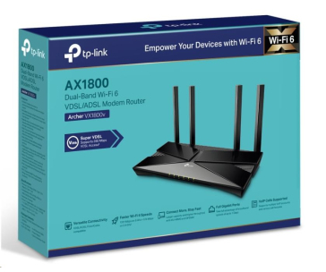 TP-Link Archer VX1800v EasyMesh WiFi6 VDSL/ADSL router (AX1800,2,4GHz/5GHz,3xGbELAN,1xGbELAN/WAN,2xRJ11,4G LTE,1xUSB2.0)