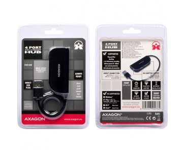 AXAGON HUE-X4B, 4x USB2.0 READY hub, černý