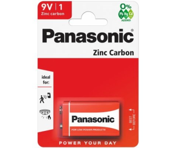 PANASONIC Zinkouhlíkové baterie Zinc Carbon 6F22RZ/1BP 9V (1 ks)