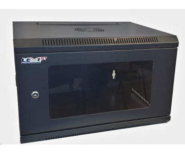 LEXI-Net 19" nástěnný rozvaděč 9U 600x450, nosnost 60 kg, skleněné dveře, rozložený, černý