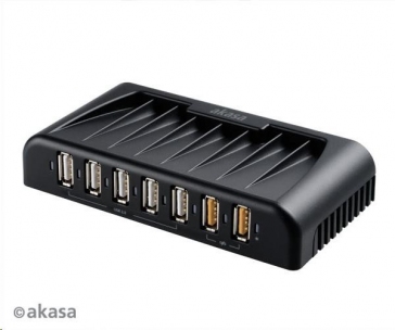 AKASA HUB USB Connect 7FC, 5x USB 2.0, 2 nabíjecí porty USB, externí, s napájecím adaptérem