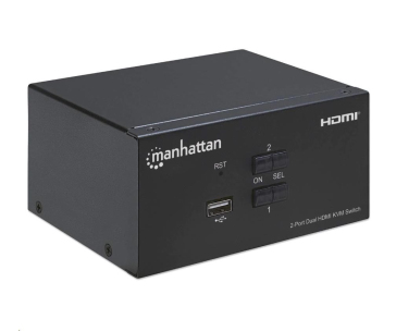 Manhattan HDMI přepínač, 2-Port Dual-Monitor HDMI KVM Switch, 4K@30Hz, černá
