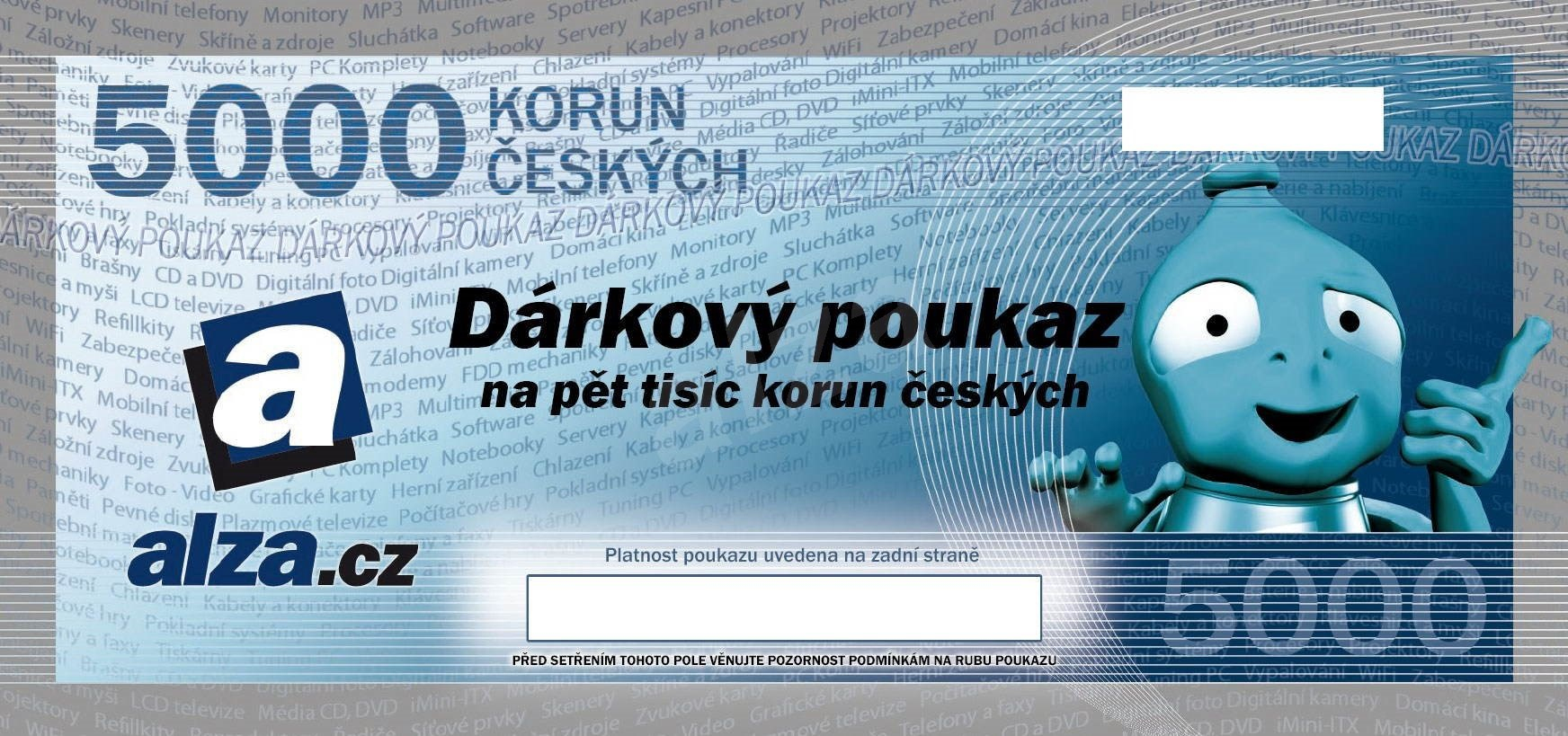 ALZA - dárkový poukaz 5 000 Kč